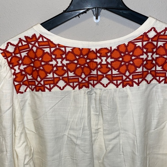 Knox Rose Red and White Embellished Blouse with Mandarin Collar - Picture 5 of 6